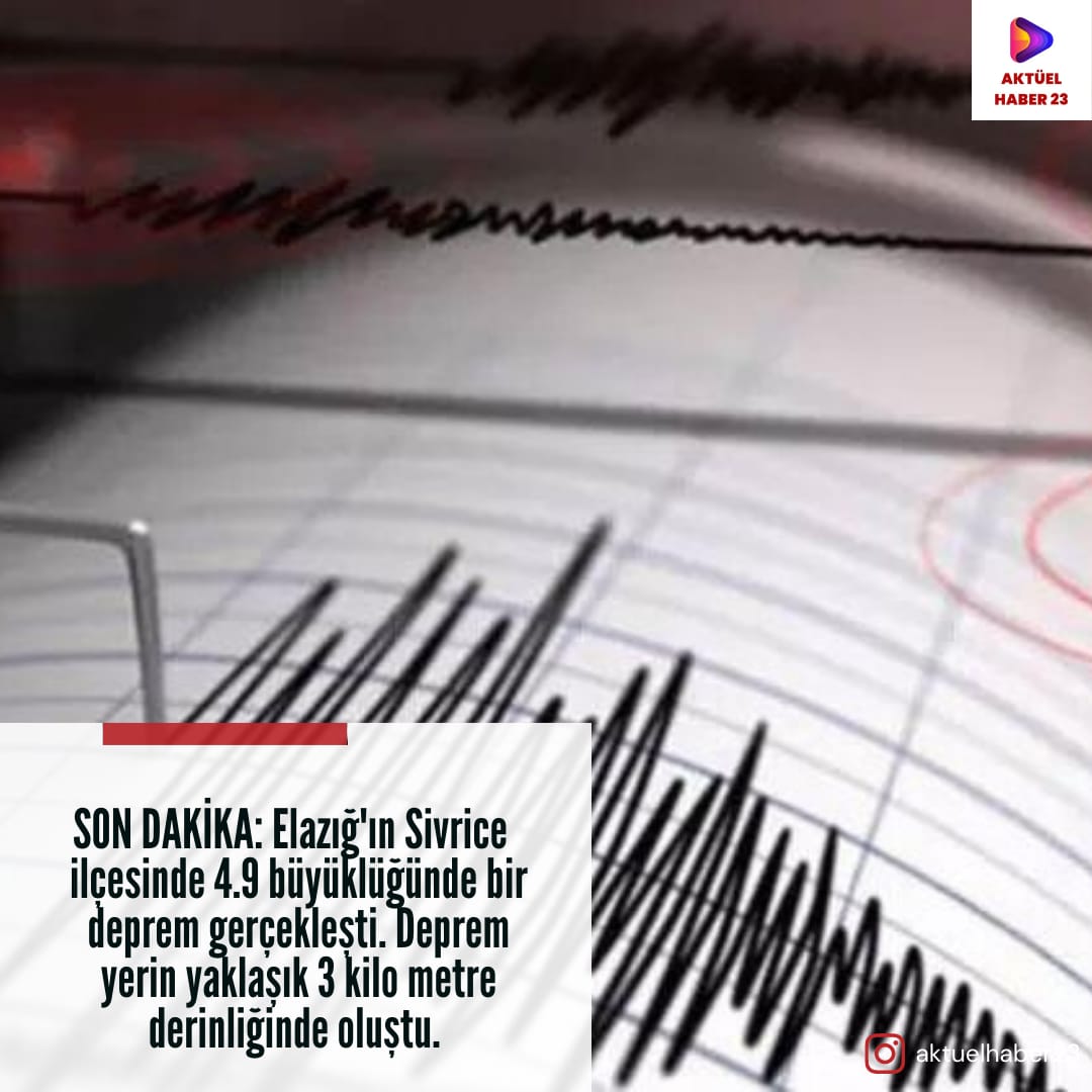 Elazığ’da 4.9 büyüklüğünde deprem