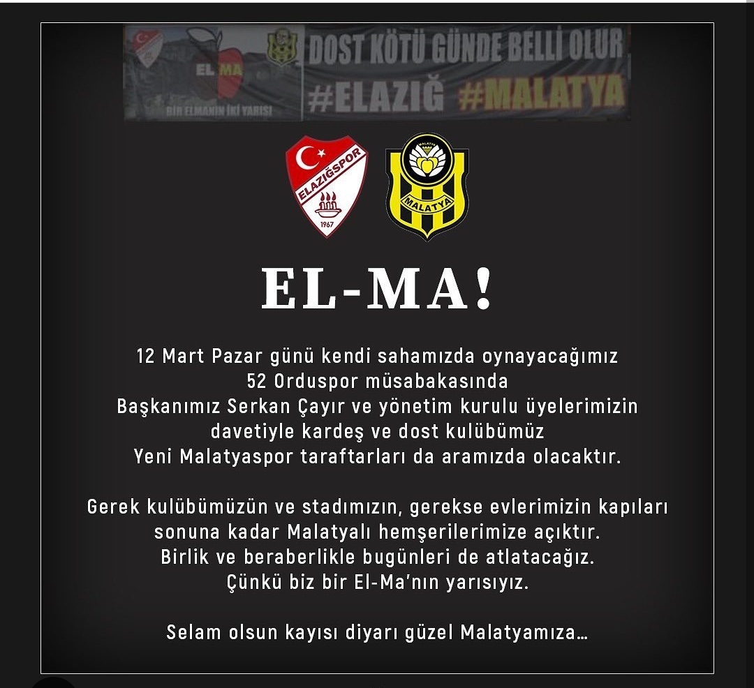 Elazığspor’dan Malatyaspor’a Davet