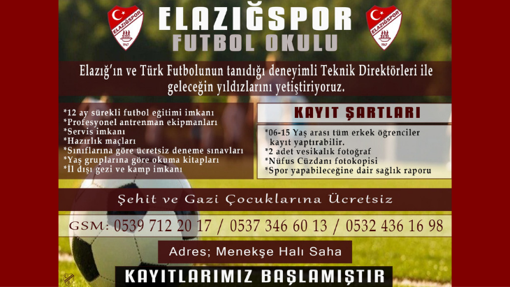 Elazığspor Futbol Okulu Açılıyor