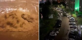 İzmir’de korkutan gece! Sağanak nedeniyle rögarlar taştı, site yönetimi uyarı için siren çaldı