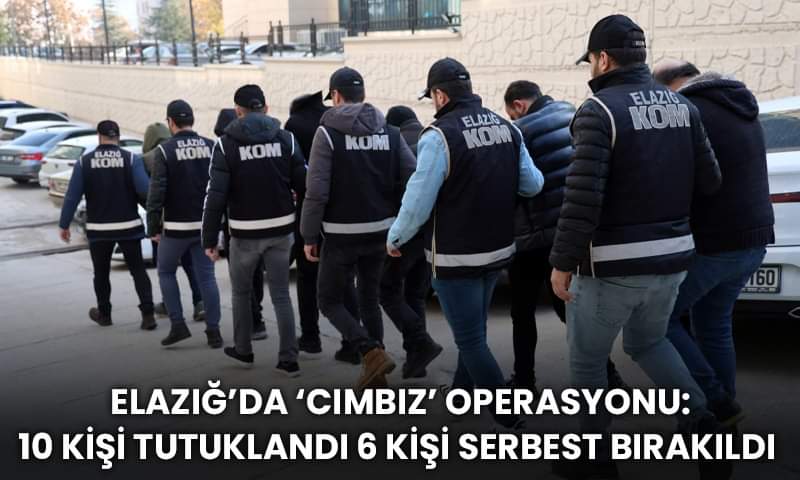 Elazığ’da düzenlenen ‘Cımbız’ operasyonunda 16 kişi gözaltına alındı.