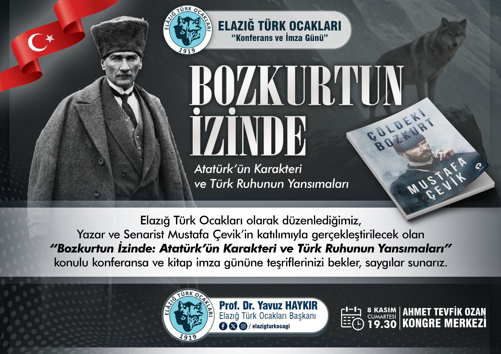 ELAZIĞ TÜRK OCAĞI BOZKURT’UN İZİNDE KONULU  KONFERANS DÜZENLEYECEK
