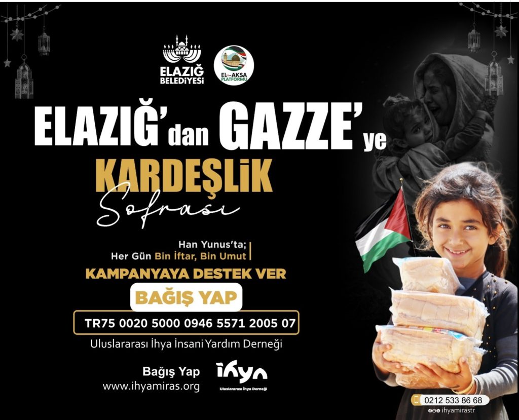 Elazığ,dan gazzeye yardım köprüsü ulaşıyor