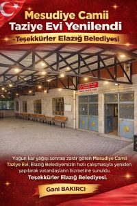 Gani BAKIRCI’dan Elazığ Belediyesi’ne Teşekkür