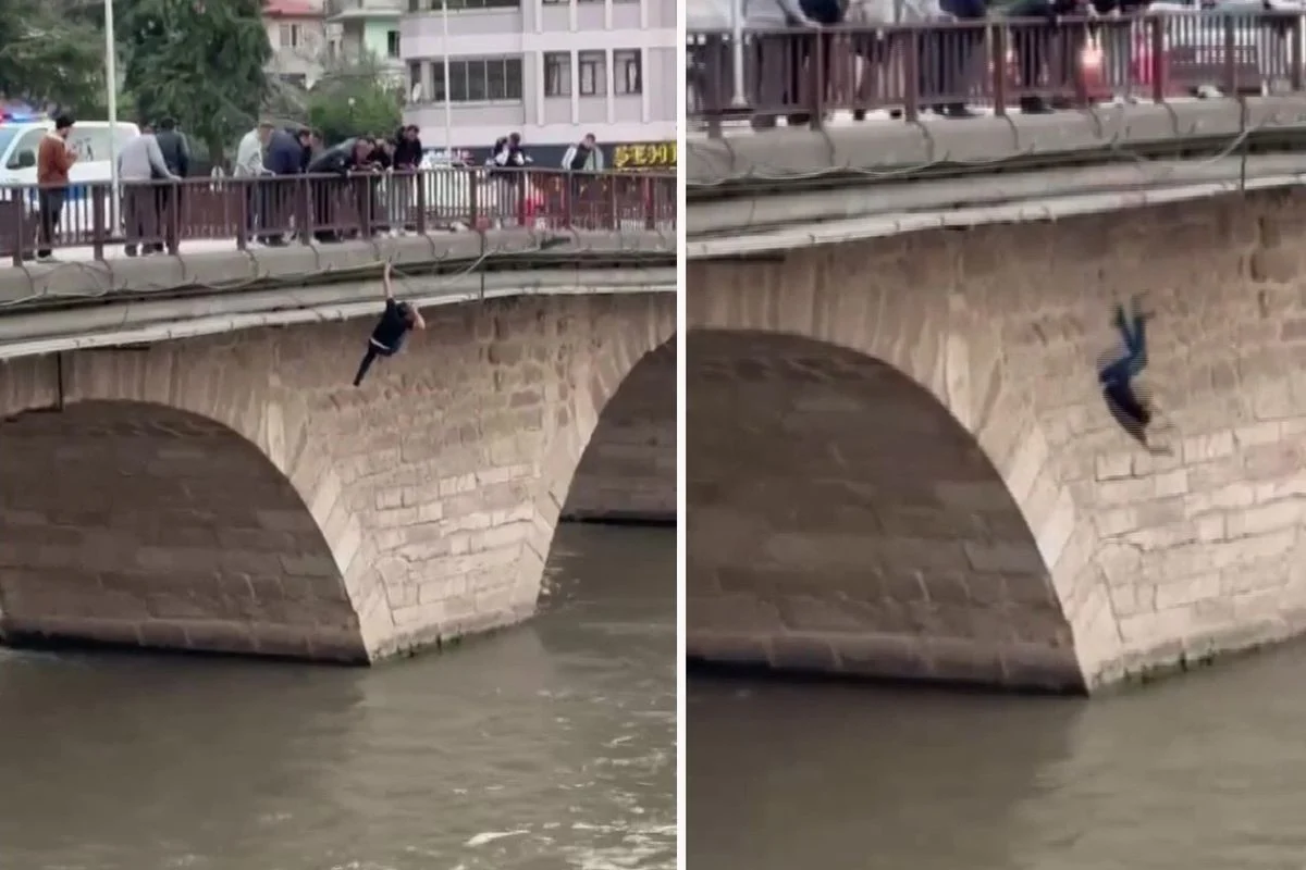 Köprüden nehre atlayan şahsı ekipler kurtardı